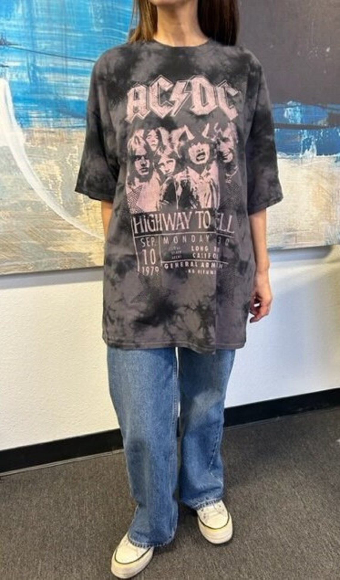 AC/DC 'ticket to Hell' Unisex Oversize Tee W/rhinestones Officially ...
