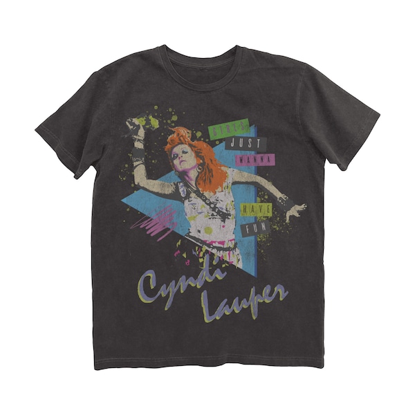 CYNDI LAUPER - Girls Just Wanna Have Fun - T-shirt vintage unisexe (CYL0007J1062) Cyndi Lauper, musique des années 80, couleurs vraies, à chaque fois