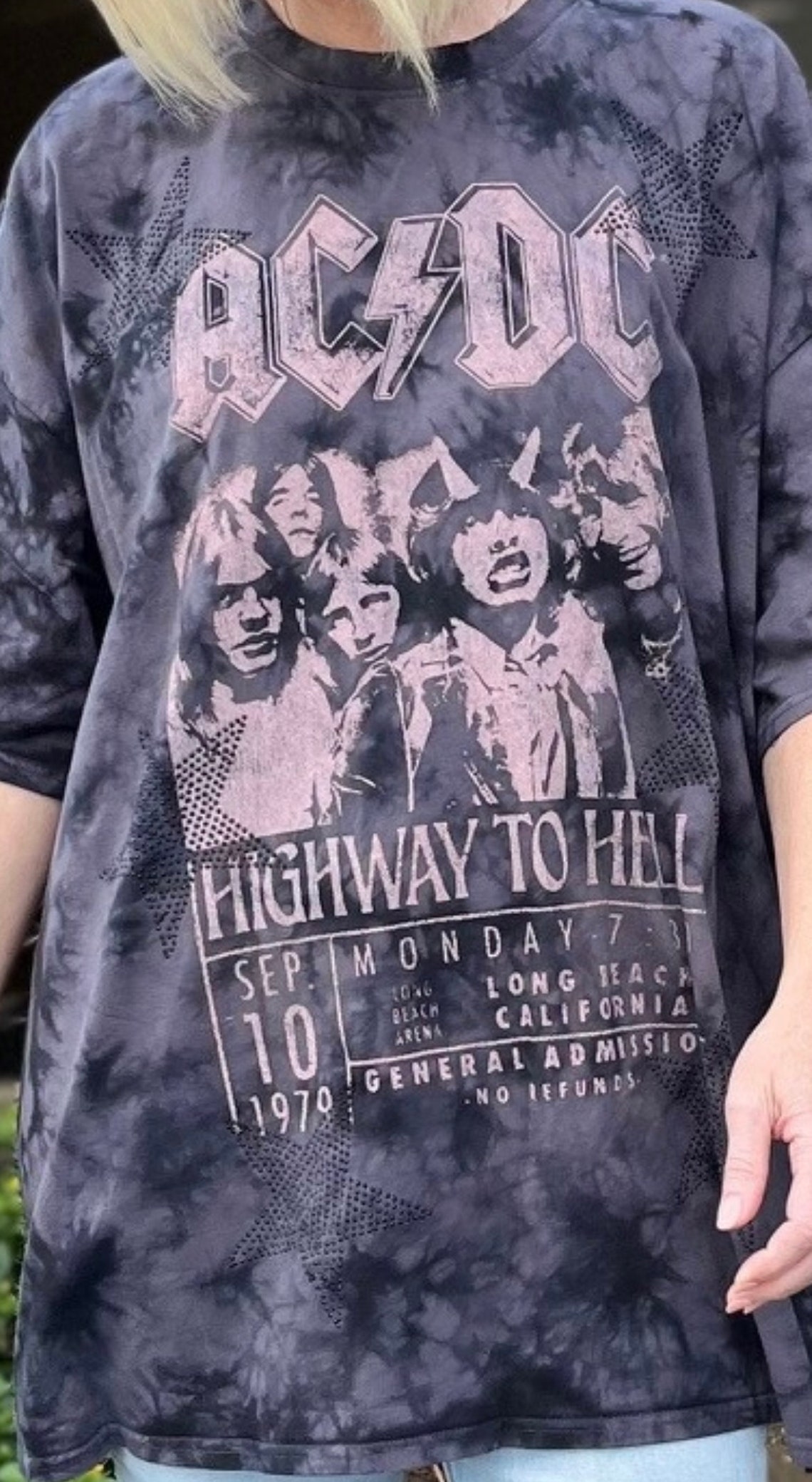 AC/DC 'ticket to Hell' Unisex Oversize Tee W/rhinestones Officially ...