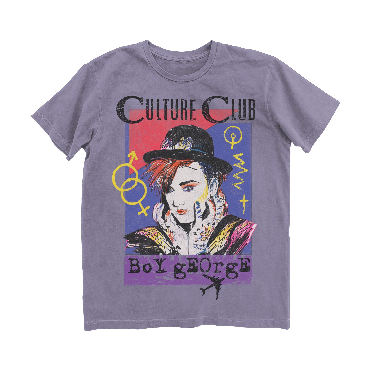 CULTURE CLUB Boy George Unisex Vintage Tee CCB0026J1062 boy george culture club 80s music new wave karma chameleon