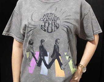 THE BEATLES - Walk To The Sun In Color - Unisex cut hem Tee (Rhinestones Optional) - Officially licensed - 1960s music, lennon, mccartney