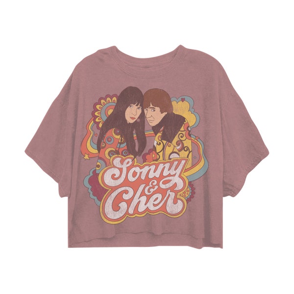 SONNY & CHER- Groovy Couple - Oversize Crop Top (SNC0015J1023) vintage tee, I got you babe, the beat goes on, sonny bono, music