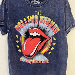 Camiseta unisex &#39;Vintage R&R&#39; de THE ROLLING STONES con licencia oficial Patriot Blue Mineral wash