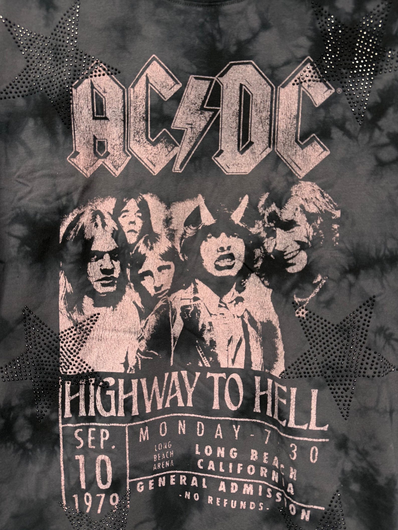 AC/DC 'ticket to Hell' Unisex Oversize Tee W/rhinestones Officially ...