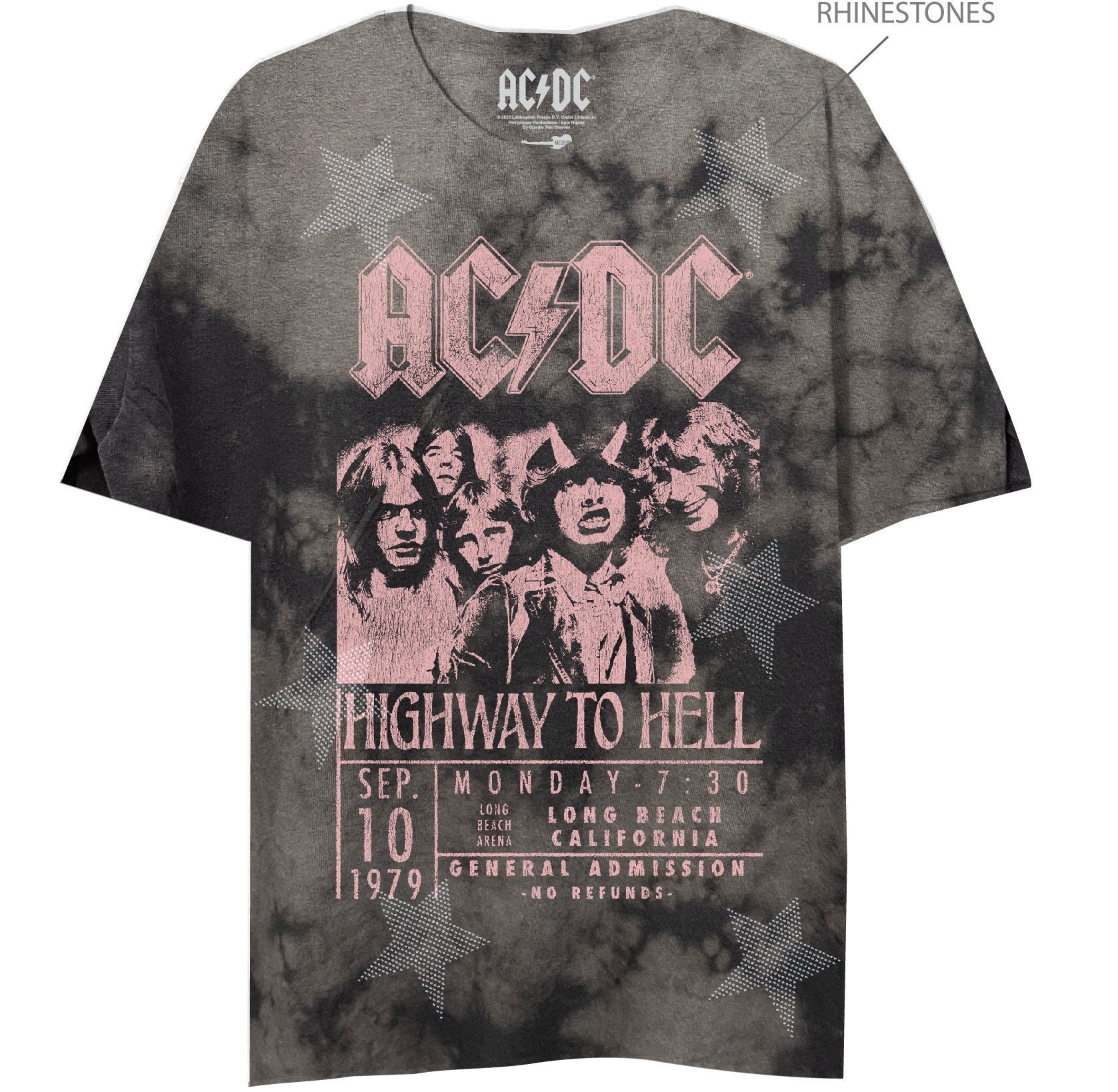 AC/DC 'ticket to Hell' Unisex Oversize Tee W/rhinestones