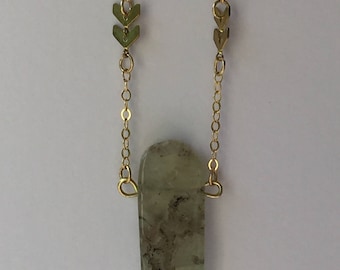 Prehenite long layering necklace