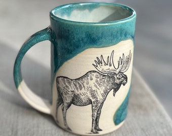 Large Moose Mug // 22 oz mug, coffee mug, giant ceramic mug, hot cocoa mug, tea mug, oversized mug, wheel thrown, gifts for teachers