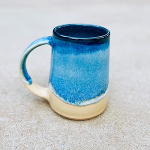 Blue Ceramic Ocean Mug // holds 24 fluid ounces, handmade, wheel thrown stoneware. Large coffee mug, big tea mug, favorite beach vacation.