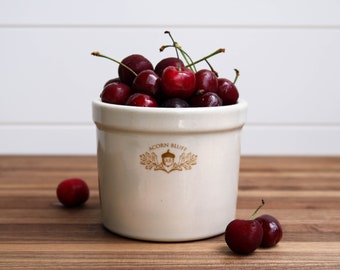 Stoneware Crock (1 Pint)-Vintage-Style Crock for Baking, Decoration or Display from Acorn Bluff Home