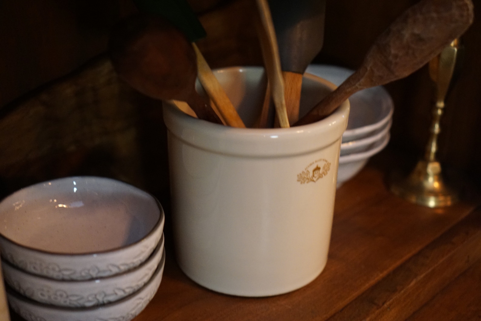 Stoneware Crock (2 Quart) from Acorn Bluff Home for Utensils and Storage