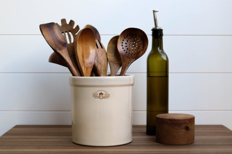 Stoneware Crock (2 Quart) from Acorn Bluff Home for Utensils and Storage