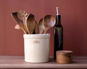 Stoneware Crock (2 Quart) from Acorn Bluff Home for Utensils and Storage