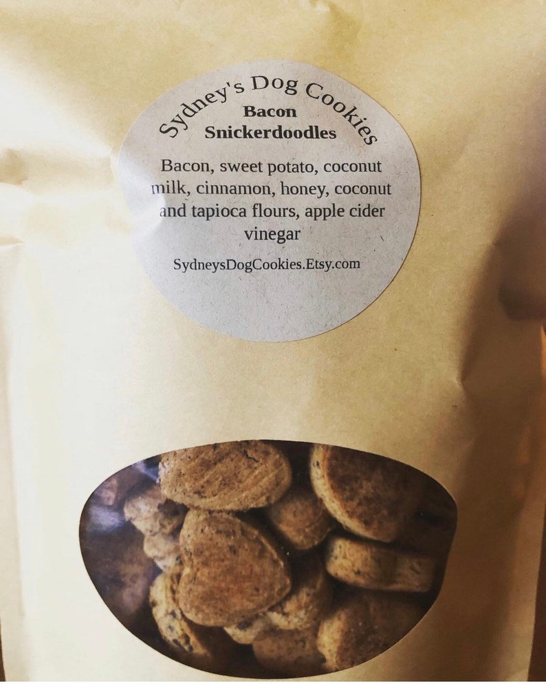 Bacon Snickerdoodles dog treats, biscuit bar treats, crunchy dog biscuits, grain free dog cookies, wedding favors, dog party, egg free image 3