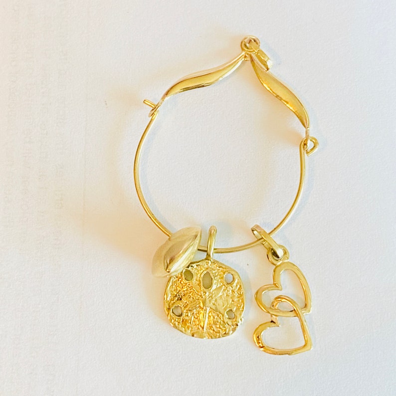 14K NECKLACE CHARM HOLDER Solid Yellow Gold 3 Charms Circa Etsy