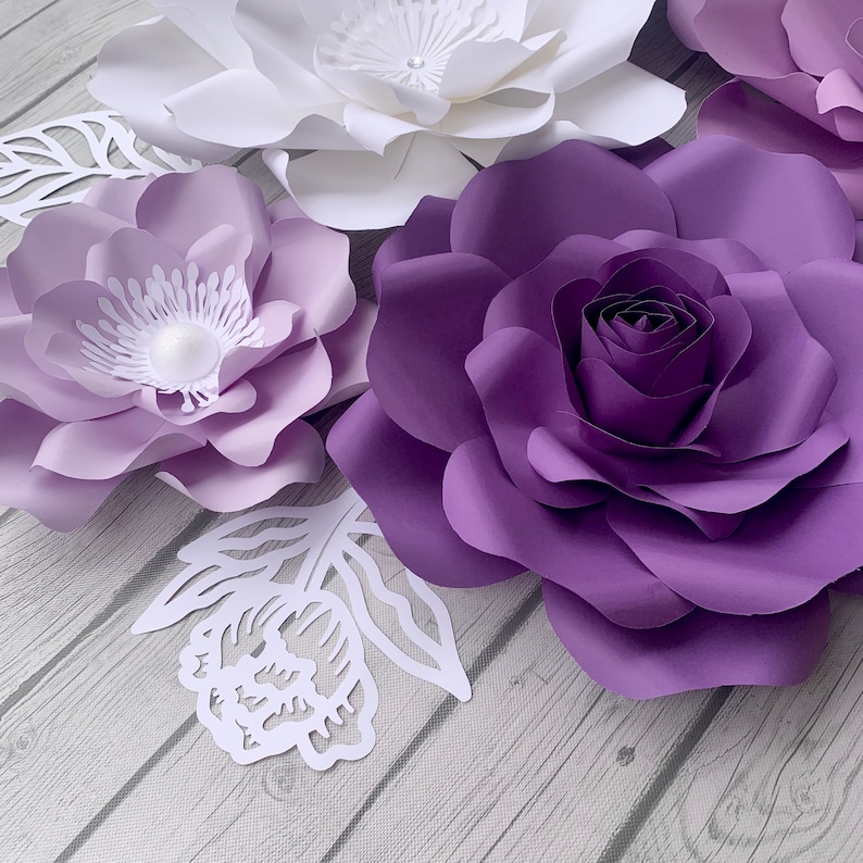 sale off 79 7pc Purple and White Giant Paper Flowers{2