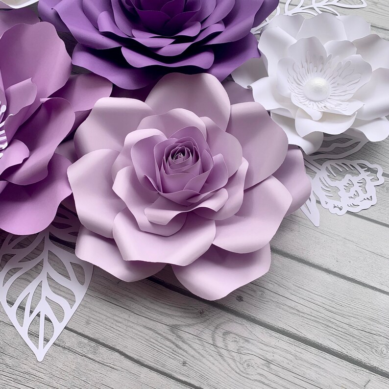 sale off 79 7pc Purple and White Giant Paper Flowers{2