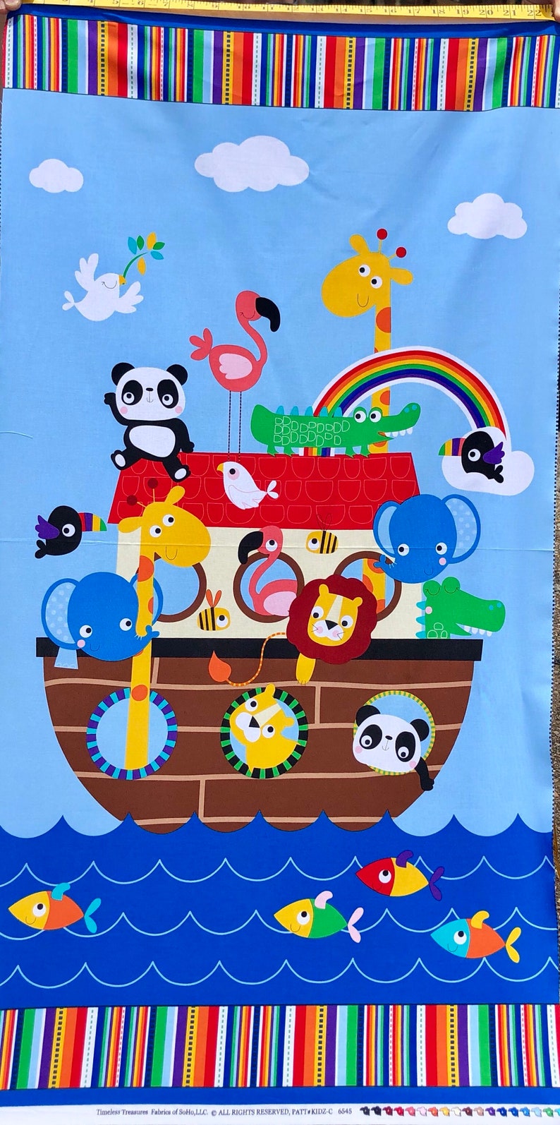 Timeless Treasures C/&C fabrics Two by Two 24 Ark Panel Kidz Blue C6545-Sea Cotton Fabric By the Yard