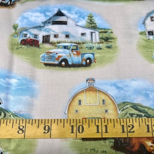 Vintage Trucks by Wendy Marquis from Elizabeth&#39;s Studio 21001 Cream Cotton Fabric By the Yard