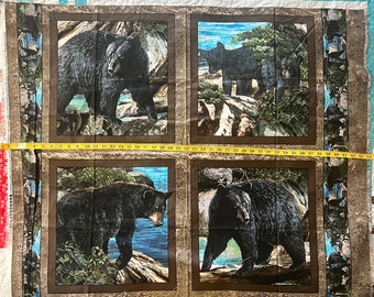 Tela de algodón con panel creativo de primavera con alas salvajes y almohada de oso