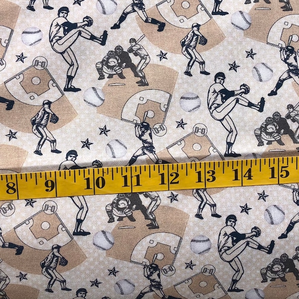 Benartex All American Sports Game Time By Skyline Studio 02603-07 Cream Cotton Fabric By the Yard