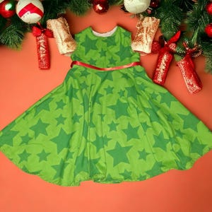 Girls upcycled christmas stars party  twirly  dress aged 3