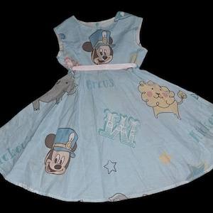 Girls  vintage circus mickey mouse upcycled dress age 3 years