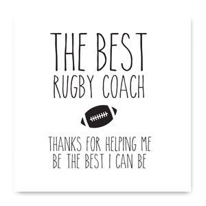 The Best Rugby Coach Card, Rugby Coach Card, Thankyou Card Rugby Coach Card, Thank You Card, Thank you For Helping Me