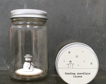 East Of India Glass Jar, Sending Snowflake Kisses Gift, Isolation Christmas Gift, Pocket Gift, Missing You Christmas Gift, Snowflake Kisses