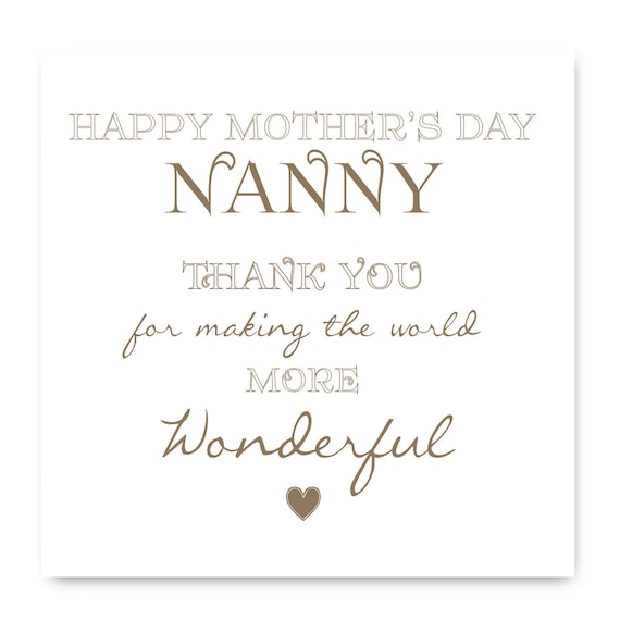 Mothers Day Card for Nanny Happy Mothers Day Nanny Thankyou | Etsy