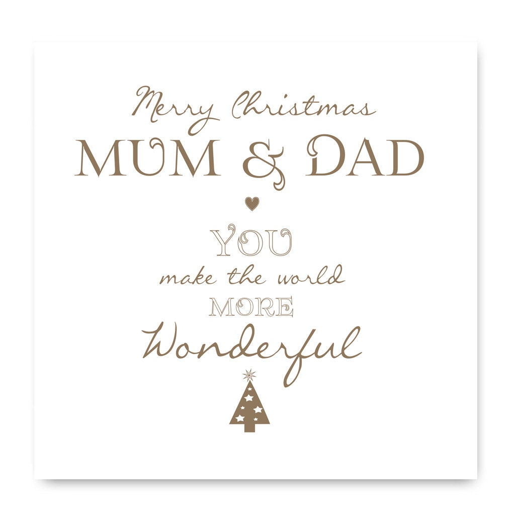 Merry Christmas Mum and Dad  You Make The World More Wonderful Card. Christmas Card For Mum  And Dad , Mum And Dad Christmas Card