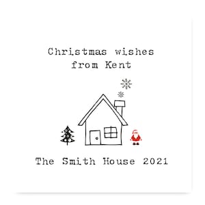 Gepersonaliseerd pakket kerstkaart, kerstwensen uit Kent, kerstkaart 2021 (pakket van 12)