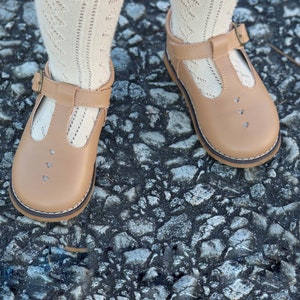 Brown Tan Neutral Mary Janes- T Bars-T Straps- Baby Shoes- Toddler Shoes- Ready To Ship - Hard Sole Shoes- Soft Sole Shoes-  HeartMary Janes