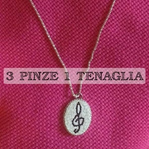 Pendentif clé de violon - collier avec pendentif micromosaïque, musique, acier