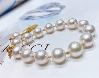 AAA 9-9.5 mm Akoya Pearl Adjustable Bracelet 18k Gold