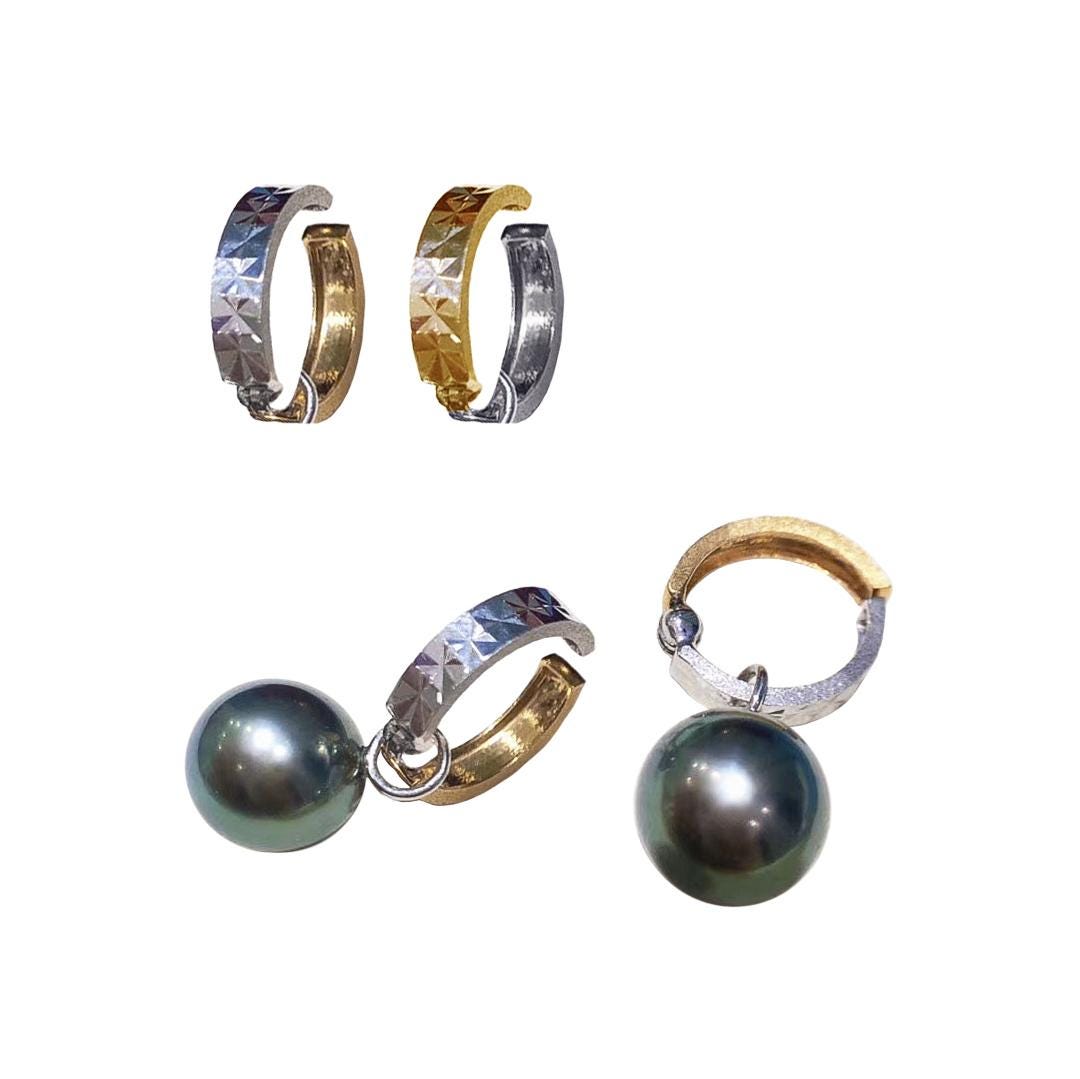 Sculpted Geometry — Orbit Convertible AAAA Tahitian Pearl Hoop Earrings ...