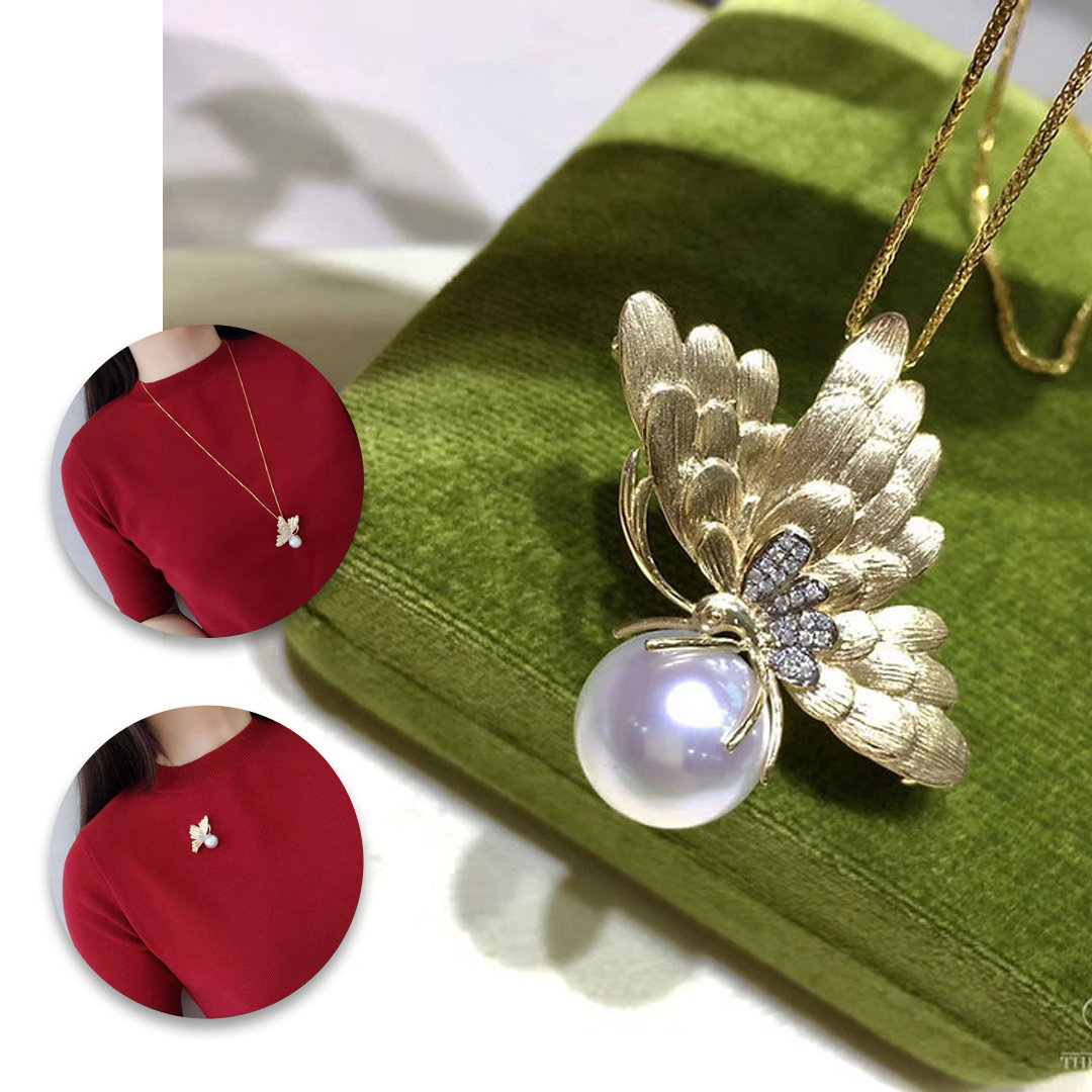 Vine Symphony — Aurora South Sea Pearl Butterfly Pendant - Etsy Israel