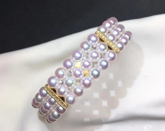 AAA 5-6mm Akoya Pearl Luxury Bracelet 18k Gold