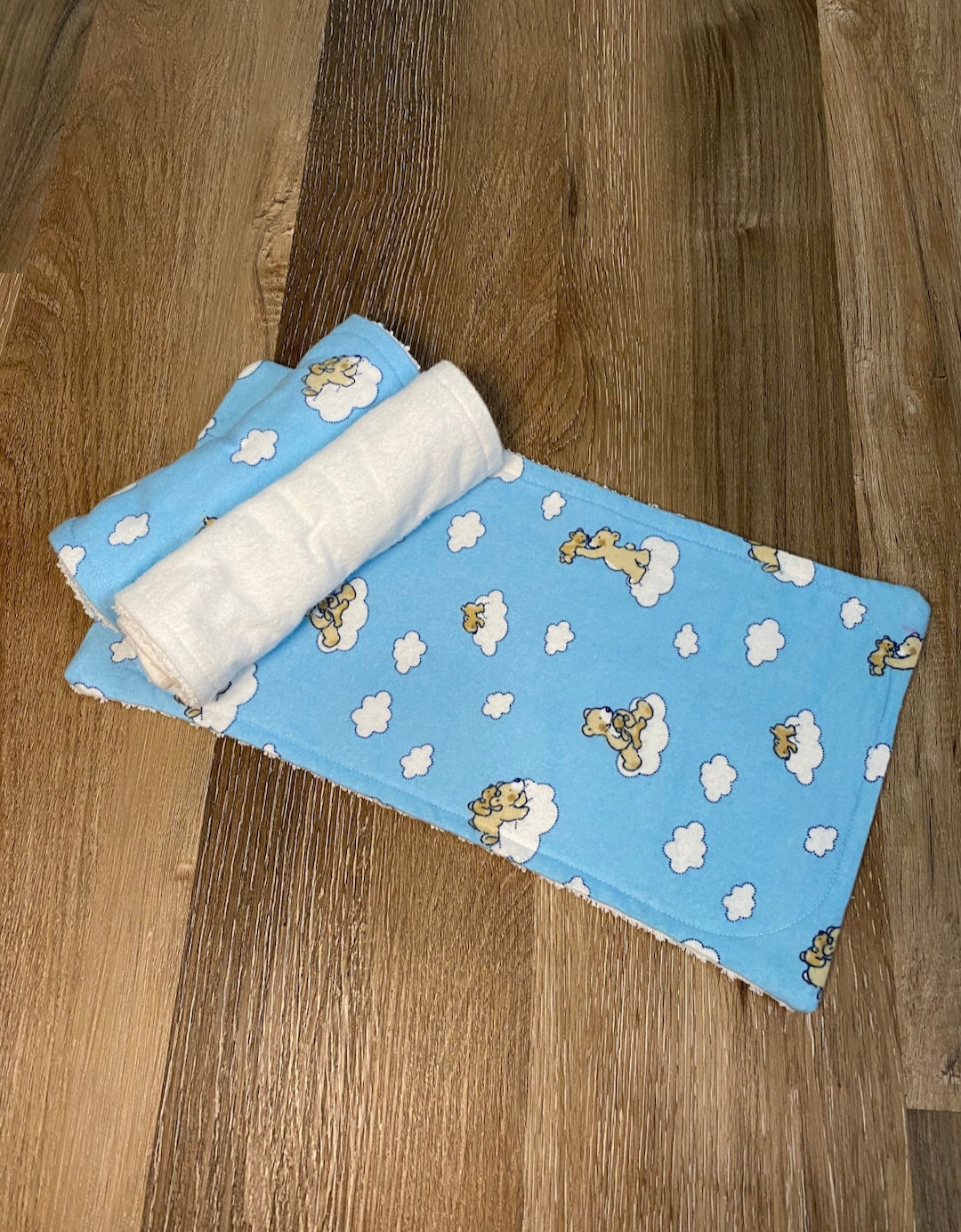 Babyhug Cotton Burp Cloths Bear Print Set of 2 - Navy Blue & White