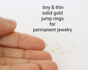 14K Solid Gold Open Jump Rings, Thin Tiny Jump Rings for Permanent Jewelry, 26 Gauge Gold Jump Rings, Jump Rings Wholesale, Jump Rings Lot