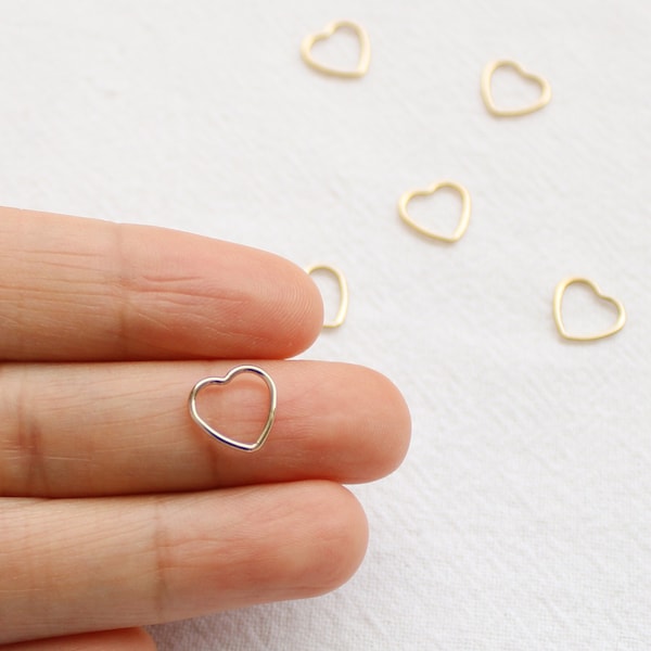 14K Gold Filled/925 Sterling Silver Heart Connector, 20 Gauge Closed Heart Link, Open Heart Components Wholesale, Permanent Jewelry Supplies