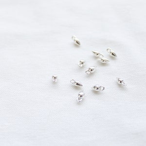 Tiny Sterling Silver Teardrop Component, Sterling Silver Pear Drops, Silver Teardrop Charm, Teeny Tiny Teardrops, Silver Pointy Spike Charms