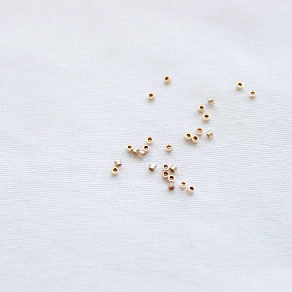 14K Gold Filled Crimp Beads, Tiny Gold Crimp Beads, Beaded Jewelry Closure, Jewelry Wire Crimp End Tube Bead, Spacer Beads, Bead Connector