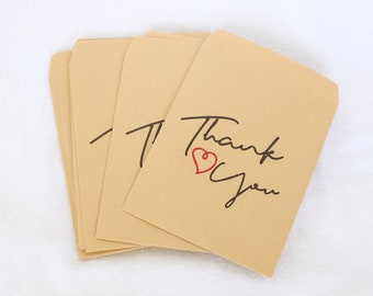 Paper Craft Bags with "Thank You" Symbol, Tan Paper Bags, Handmade Gift Bags, Personalized Gift Paper Bags, Letter Graphic Gift Bags in Bulk