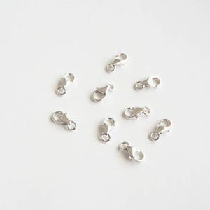 9mm Sterling Silver Lobster Clasp, Clasp with Open Jump Rings, Claw Clasp, Sterling Silver Toggle, Trigger Clasp, Lobster Closure