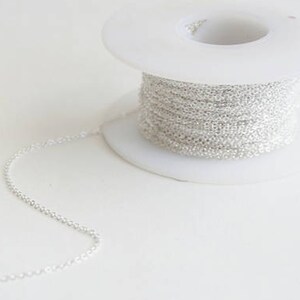 Sterling Silver 1.3mm Flat Cable Chain, Sterling Silver Chain by the Foot, Unfinished Chain, Delicate Sterling Silver Chain, Chain Spool
