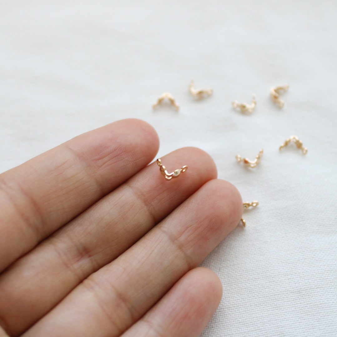 Gold Filled Crimp Bead Cover, 14K Gold Filled Double Cup Bead Tip, Tiny