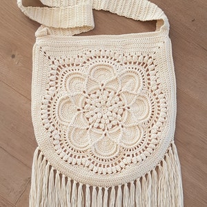 CROCHET BAG PATTERN ~ Crochet motif, textured, fringe, boho ~ Delilah Boho Bag Pattern