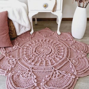 CROCHET RUG PATTERN - Flower Floor Rug Pattern, Chunky Crochet Tutorial, Floor Rug Design, Boho Pattern, Farmhouse, Home Decor