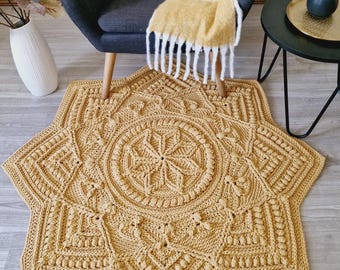 CROCHET RUG PATTERN - Star Floor Rug Pattern Crochet, Tutorial Floor Rug Design, Geometric Crochet Pattern, Mat Pattern, Carpet