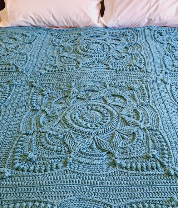 CROCHET BLANKET PATTERN - Crochet Throw Pattern - Crochet Afghan Pattern - Crochet Square Pattern - Crochet Pattern - Queen Blanket Pattern